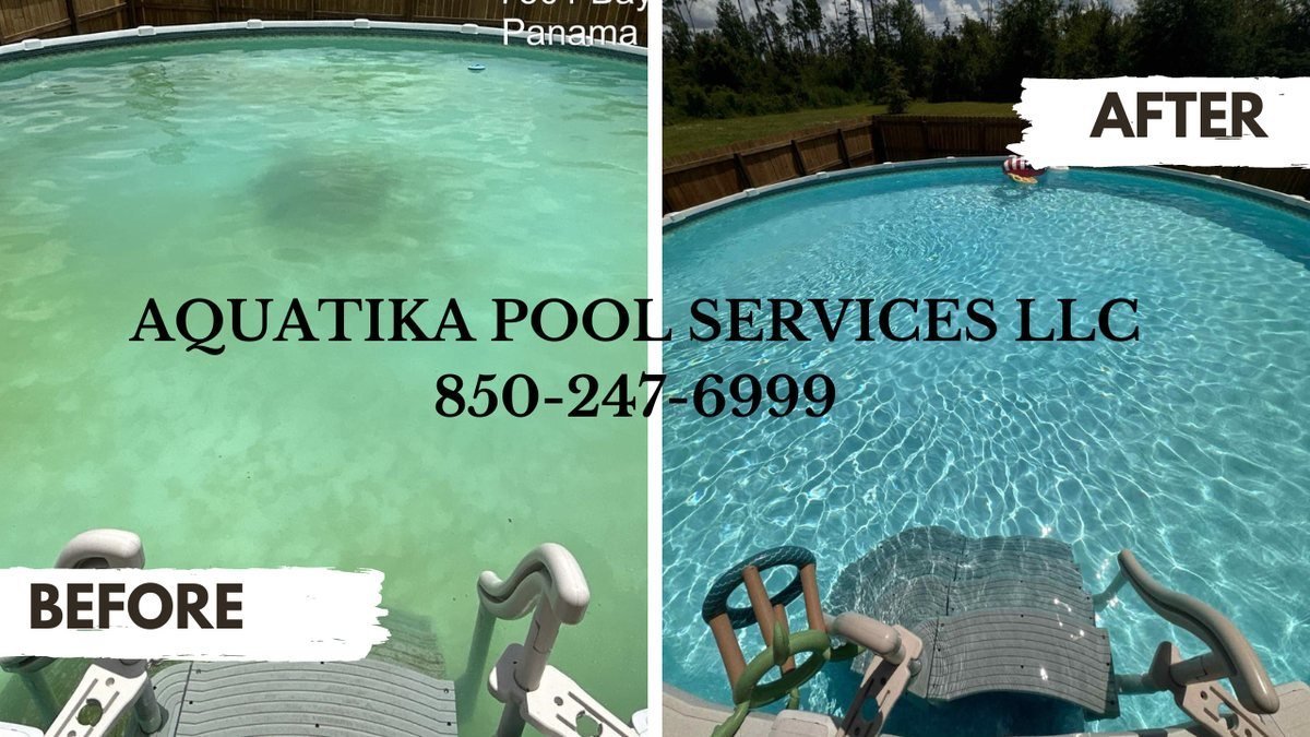 Cloudy above-ground pool cleared to swim-ready condition by Aquatika Pool Services